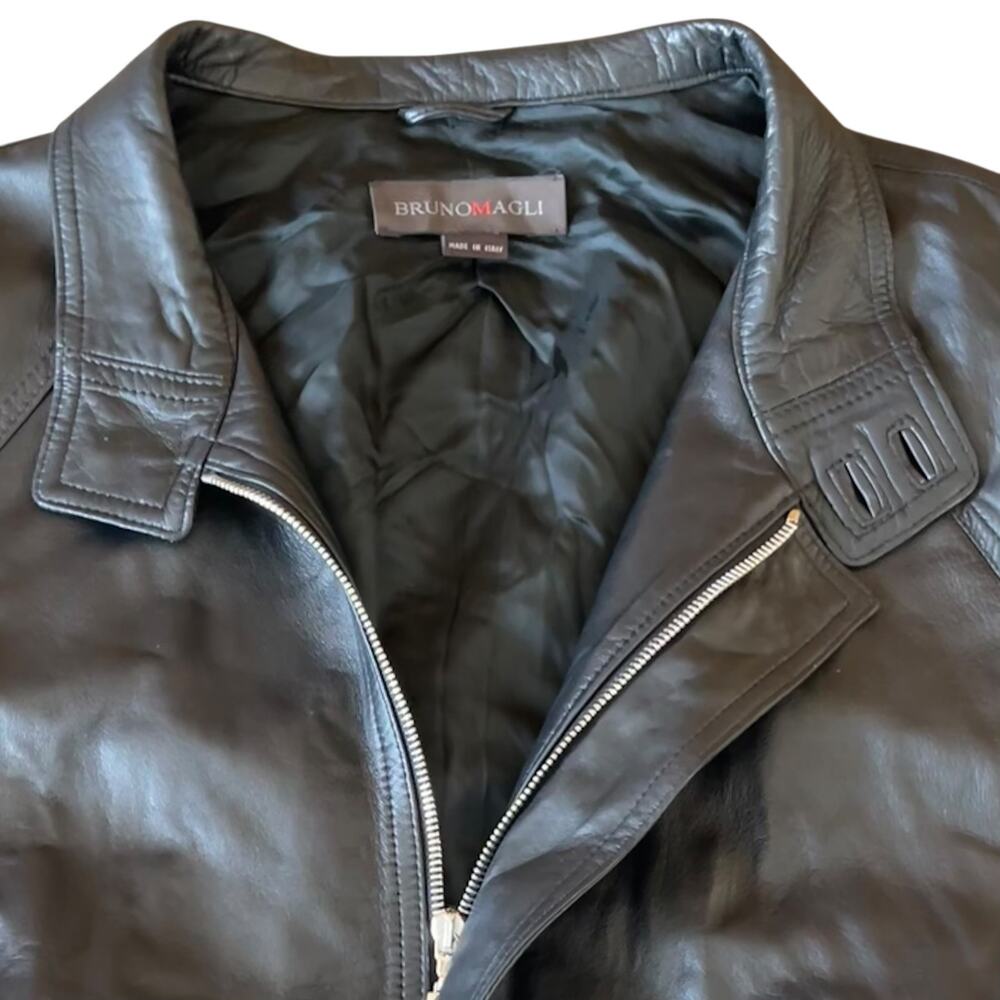 Bruno Magli Leather Bomber Jacket - Picture 3 of 11